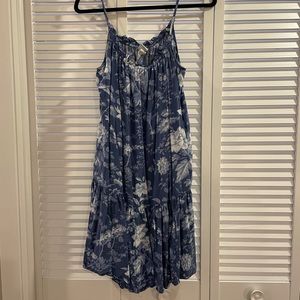 Blue and white floral spaghetti strap dress